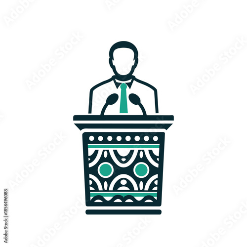 Ornate Podium Speaker Icon - Public Speaking Vector