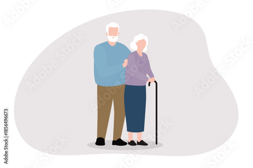 Elderly Couple Providing Mutual Physical Support and Care