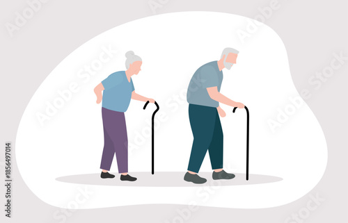 Elderly Individuals Walking with Canes