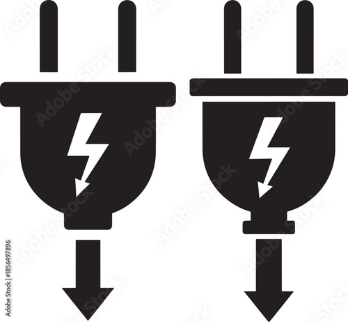Electric plug icons with lightning bolt symbol
