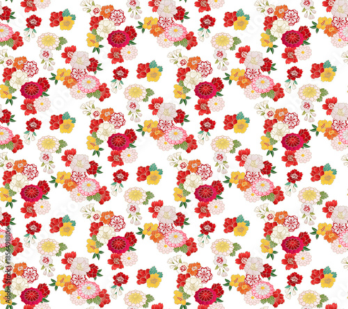 花友禅パターン紅色背景透過