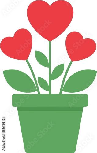 Heart-Shaped Flower Pot Vector for Romantic Designs