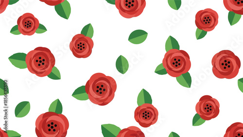 Floral Pattern with Red Roses Vector for Elegant Designs