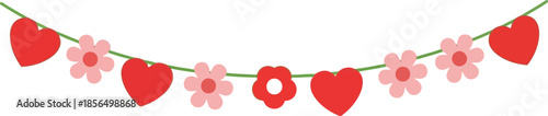 Charming Heart and Flower Garland Vector for Festive Designs