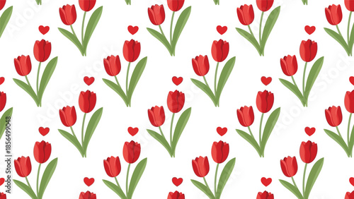 Charming Red Tulip Pattern Vector for Floral Designs
