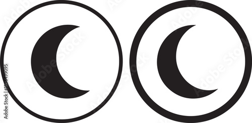 Two crescent moon icons in circles, night mode symbol