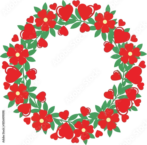Valentine's Day Floral Heart Wreath Vector Design