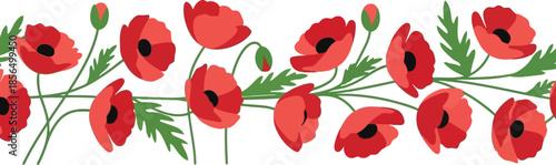 Vibrant Red Poppy Floral Vector for Spring Designs
