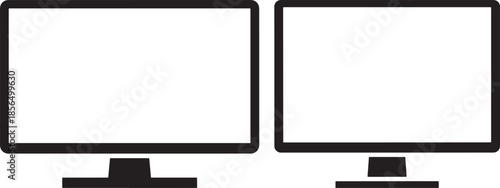 Two computer monitors or displays in outline style