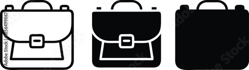 Professional Business Office Briefcase and Fashion Shopping Tote Bag Vector Silhouette and Pictogram Icon Set.eps