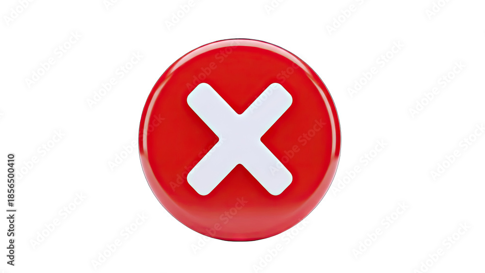Obraz premium Red X Button on White Background