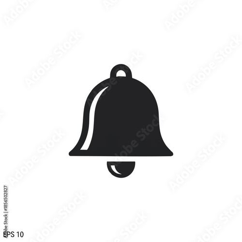 Black silhouette of a bell icon with a clapper on a white background in EPS 10 format.