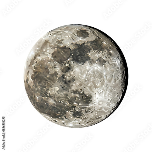 Moon surface detailed view on transparent background