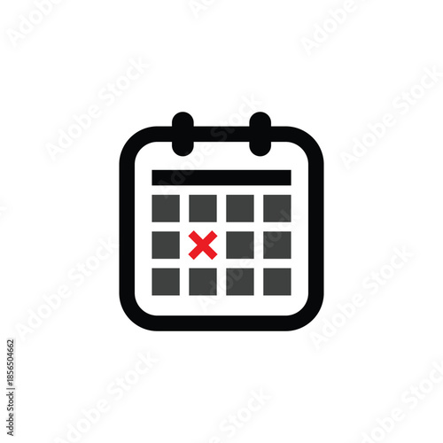 Calendar icon logo, diary symbol, contains schedule, date, agenda, event, month, and week icons. Black and white vector design.