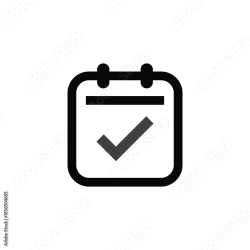 Calendar icon logo, diary symbol, contains schedule, date, agenda, event, month, and week icons. Black and white vector design.