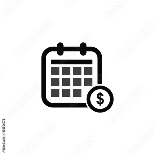 Calendar icon logo, diary symbol, contains schedule, date, agenda, event, month, and week icons. Black and white vector design.