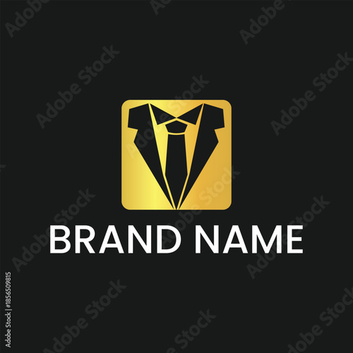 Luxury Golden Suit and Tie Fashion Logo Icon for Executive Coaching and Formal Fashion Branding