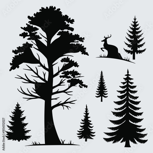 Christmas Tree Silhouette Clipart Set