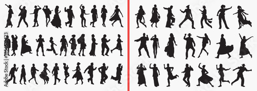 people gesture silhouettes, standing talking figures, social interaction clipart, human communication poses, lifestyle people icons, black white gesture art, printable people silhouettes, conversation