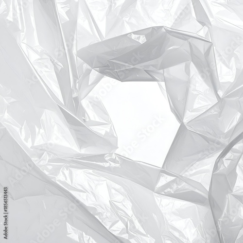 Wrinkled, translucent plastic sheets, framing a bright, rectangular aperture