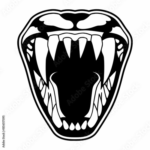 Angry lion head mascot character with sharp teeth and a smile, featuring a cartoon animal vector illustration design for a comic tattoo or fun monster symbol