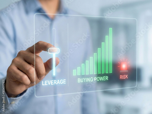 Financial Concept of Leverage and Risk Management with Digital Interface and Buying Power Visualization