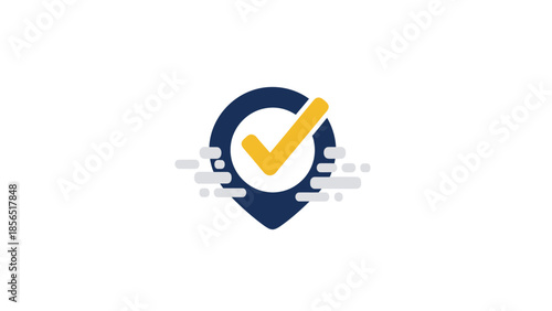 Verified Location Map Pin Icon with Motion Lines and Checkmark for Delivery Status