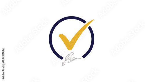 Digital Signature Approval Concept with Handwriting Style Sign and Verification Checkmark