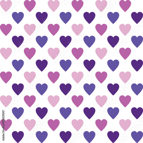 Pattern created from neon pink and purple hearts on a transparent background