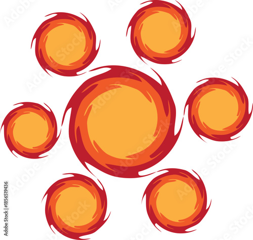 원형 불 태양 해 문양