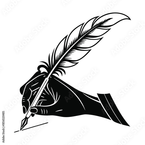 Abstract Hand Holding Quill Illustration