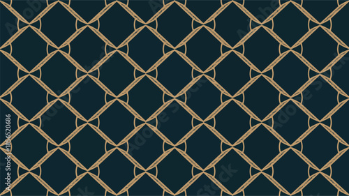 A seamless geometric pattern featuring luxury design elements viewed from a straight-on perspective in a dark environment