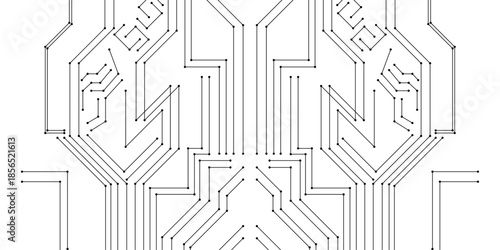 Black and white circuit board abstract futuristic hi-tech electronics digital circuit board technology of modern abstract concepts, seamless circuit board technology texture design background.