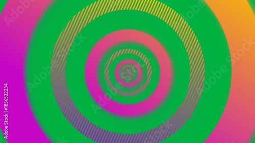 Animation of orange to pink concentric circles pulsating on white background