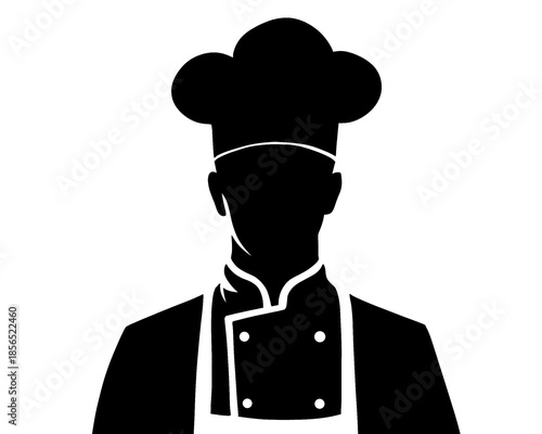 ikon hitam putih koki, vector ilustrasi 