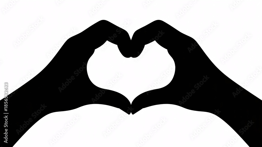 Fototapeta premium Hands forming a heart shape with fingers on white background