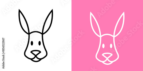 Logo con dibujo sencillo con líneas de cabeza de conejo de Pascua para tarjetas y felicitaciones 