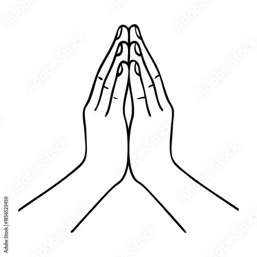 Dibujo sencillo con líneas de manos en oración