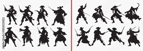 fantasy character silhouettes, medieval people clipart, storybook figures, knight princess outlines, fairytale character art, black white fantasy clipart, printable character silhouettes, mythic figur