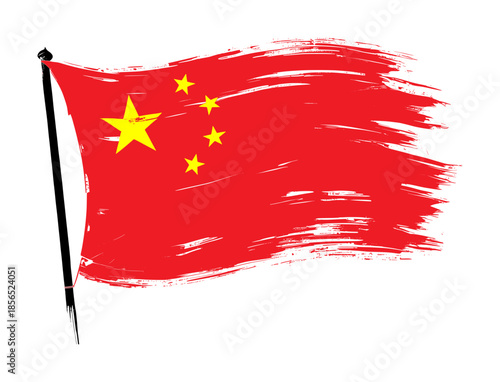 nation flag of china - paintbrush style (artwork 1)