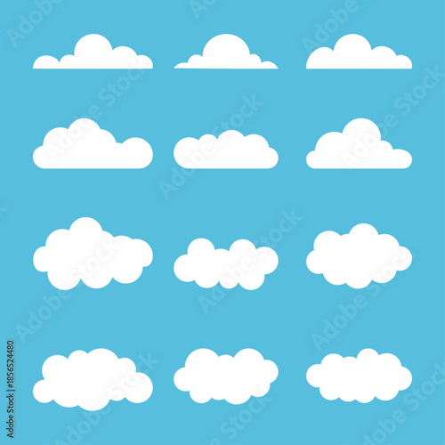 Abstract, Cloud set isolated on white background, Vector illustration