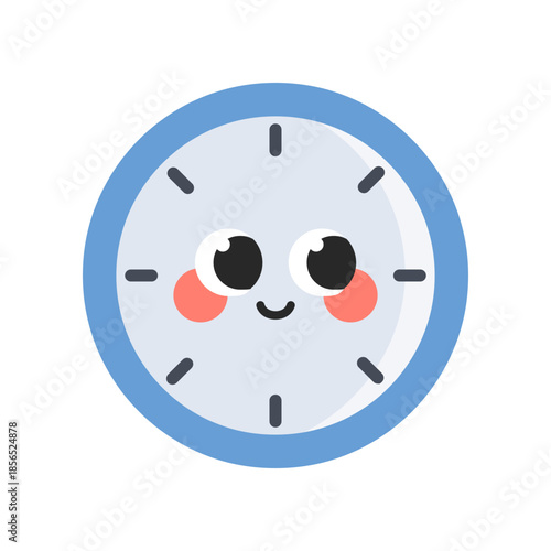 Cute clock cartoon character. Hour, minute and second. Time, schedule, alarm, countdown, deadline concepts. Flat vector isolated design illustration. 