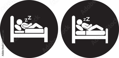 Two sleeping person icons on black circles