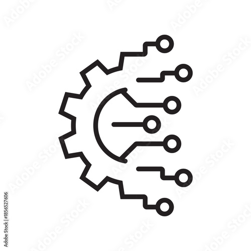 AI tech icon in flat style. Digital transformation vector illustration on isolated background. Cogwheel framework sign business concept.