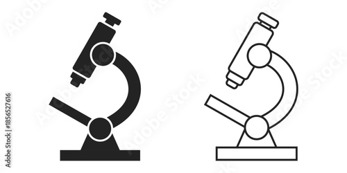 Microscope icon in flat style. Laboratory analysis vector illustration on isolated background. Biological research sign business concept.