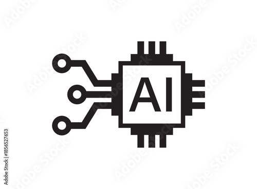 Artificial intelligence cpu icon in flat style. Microchip for AI generation vector illustration on isolated background. Prompt algorithm sign business concept.