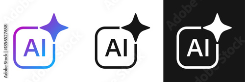 Artificial intelligence icon in flat style. AI generate vector illustration on isolated background. Prompt algorithm sign business concept.