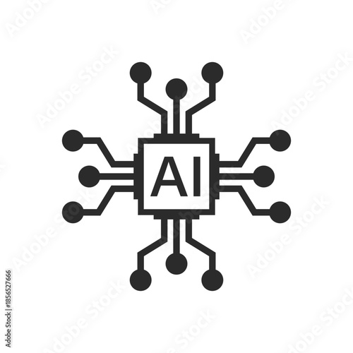 Artificial intelligence cpu icon in flat style. Microchip for AI generation vector illustration on isolated background. Prompt algorithm sign business concept.