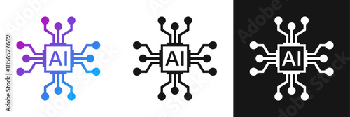 Artificial intelligence cpu icon in flat style. Microchip for AI generation vector illustration on isolated background. Prompt algorithm sign business concept.