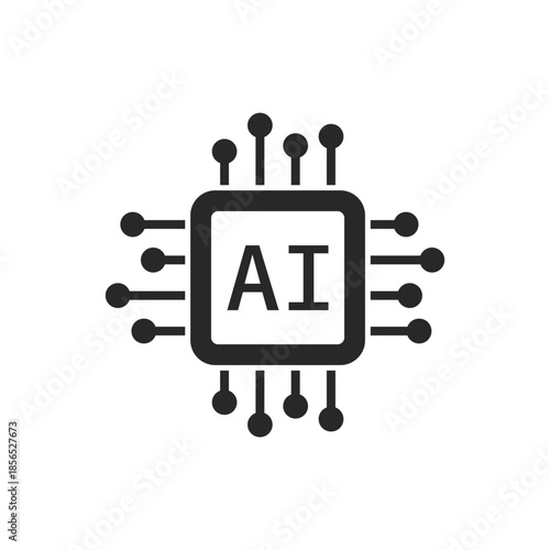 Artificial intelligence cpu icon in flat style. Microchip for AI generation vector illustration on isolated background. Prompt algorithm sign business concept.